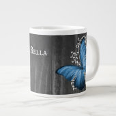 Blue Rustic Butterfly, gepersonaliseerd Grote Koffiekop (Voorkant rechts)