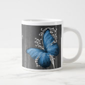 Blue Rustic Butterfly, gepersonaliseerd Grote Koffiekop (Rechts)