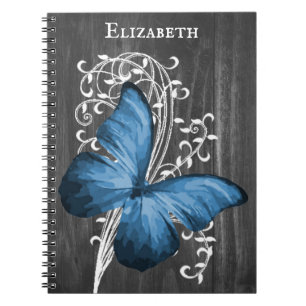 Blue Rustic Butterfly gepersonaliseerd Notitieboek
