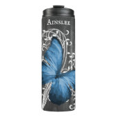 Blue Rustic Butterfly - gepersonaliseerde thermisc Thermosbeker (Voorkant)