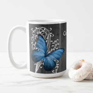 Blue Rustic Butterfly - Mok op maat van koffie