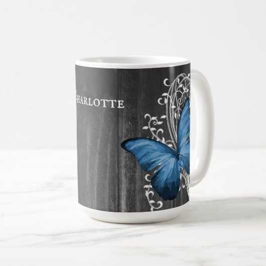 Blue Rustic Butterfly - Mok op maat van koffie (Voorkant rechts)