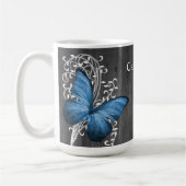 Blue Rustic Butterfly - Mok op maat van koffie (Links)