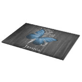 Blue Rustic Butterfly Personalized Cutting Board Snijplank (Hoek)