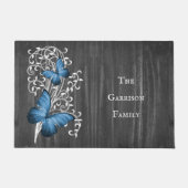 Blue Rustic Butterfly Personalized Doormat Deurmat (Voorkant)