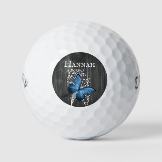 Blue Rustic Butterfly Personalized Golf Balls Golfballen (Voorkant)