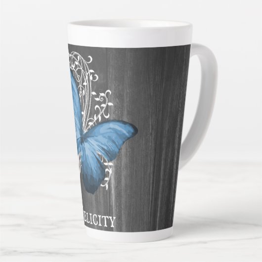 Blue Rustic Butterfly persoonlijke latte Mok (Rechterhoek)
