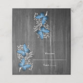 Blue Rustic Butterfly Reception Place Card Plaatskaartje (Buitenkant ongevouwen)