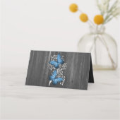 Blue Rustic Butterfly Reception Place Card Plaatskaartje (Achterkant)