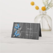 Blue Rustic Butterfly Reception Place Card Plaatskaartje (Voorkant)