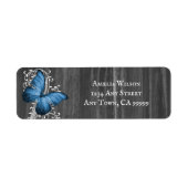 Blue Rustic Butterfly Return Address Label (Voorkant)