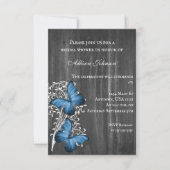 Blue Rustic Butterfly Vrijgezellenfeest Invite Kaart (Voorkant)