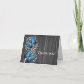 Blue Rustic Butterfly Weddenschap Hartelijk dank Bedankkaart (Voorkant)