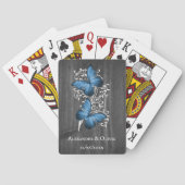 Blue Rustic Butterfly Wedding Favor Card Deck Pokerkaarten (Achterkant)