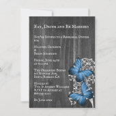 Blue Rustic Butterfly Wedding Rehearsal Dinner Kaart (Voorkant)