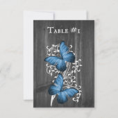 Blue Rustic Butterfly Wedding Table Kaart (Voorkant)