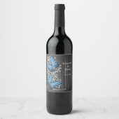 Blue Rustic Butterfly Wedding Wine Label Wijn Etiket (Voorkant)