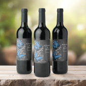 Blue Rustic Butterfly Wedding Wine Label Wijn Etiket