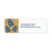Blue Rustic Cadeaus Holiday Adresetiketten Etiket (Voorkant)
