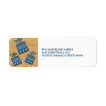 Blue Rustic Cadeaus Holiday Adresetiketten