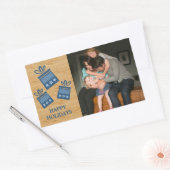 Blue Rustic Cadeaus Holiday Foto Stickers (Envelop)