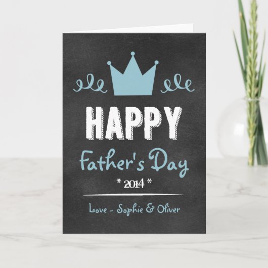 Blue Rustic Chalkboard | Happy Vaderdag Kaart (Voorkant)
