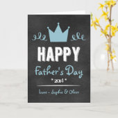 Blue Rustic Chalkboard | Happy Vaderdag Kaart (Gele Bloem)