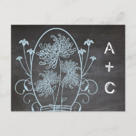 Blue Rustic Chalkboard Mason Jar Menu Keuze RSVP