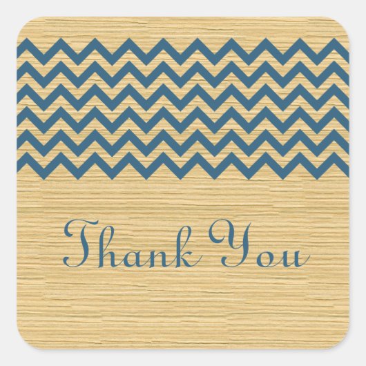 Blue Rustic Chevron Dank je Stickers (Voorkant)