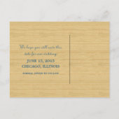 Blue Rustic Chevron Save the Date Briefkaart (Achterkant)