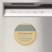 Blue Rustic Chevron Save the Date Magnet (Insitu (Vaatwasser))
