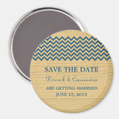 Blue Rustic Chevron Save the Date Magnet (Voorkant / Achterkant)