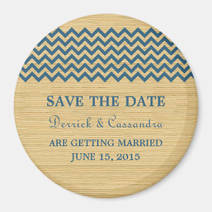 Blue Rustic Chevron Save the Date Magnet