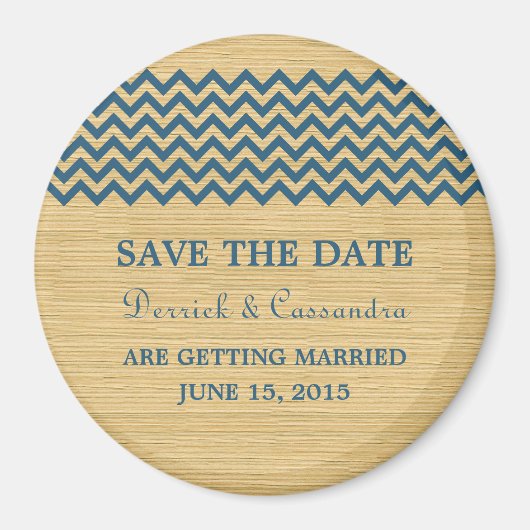 Blue Rustic Chevron Save the Date Magnet (Voorkant)