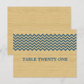 Blue Rustic Chevron Table Number Briefkaart (Voorkant / Achterkant)