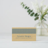 Blue Rustic Chevron Visitekaartje (Staand voorkant)
