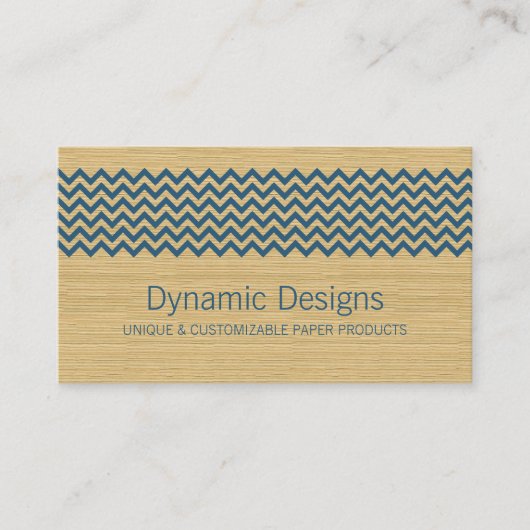 Blue Rustic Chevron Visitekaartje (Voorkant)
