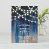 Blue Rustic Coastal Barn Wood Lights Vrijgezellenf Kaart (Staand voorkant)
