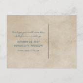 Blue Rustic Damask Save the Date Briefkaart (Achterkant)