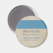 Blue Rustic Damask Save the Date Magnet (Voorkant / Achterkant)