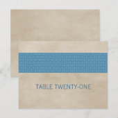 Blue Rustic Damask Table Number Briefkaart (Voorkant / Achterkant)
