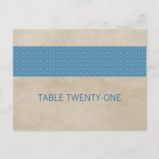 Blue Rustic Damask Table Number Briefkaart (Voorkant)