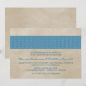 Blue Rustic Damask Wedding Invite Kaart (Voorkant / Achterkant)