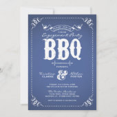 Blue Rustic Engagement Party BBQ Kaart (Voorkant)