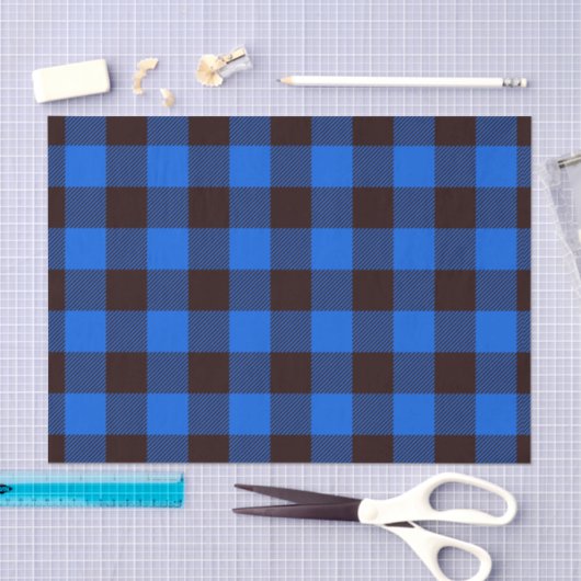 Blue Rustic Farmhouse Buffalo Checkset Pattern Tissuepapier (Craft)