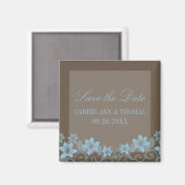 Blue Rustic Floral Save the Date Magnet (Voorkant / Achterkant)