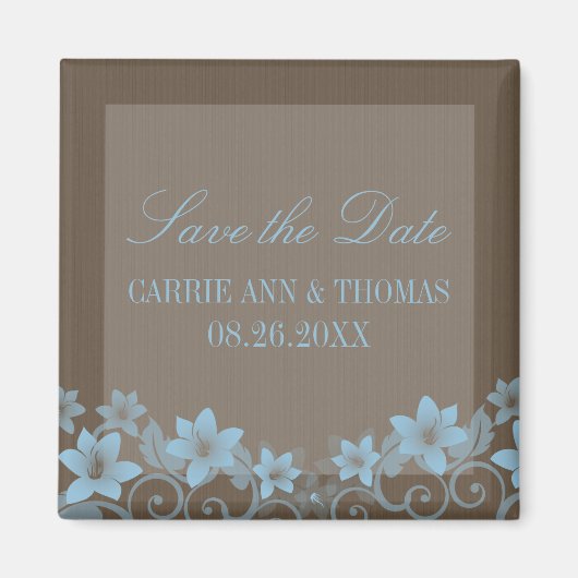 Blue Rustic Floral Save the Date Magnet (Voorkant)