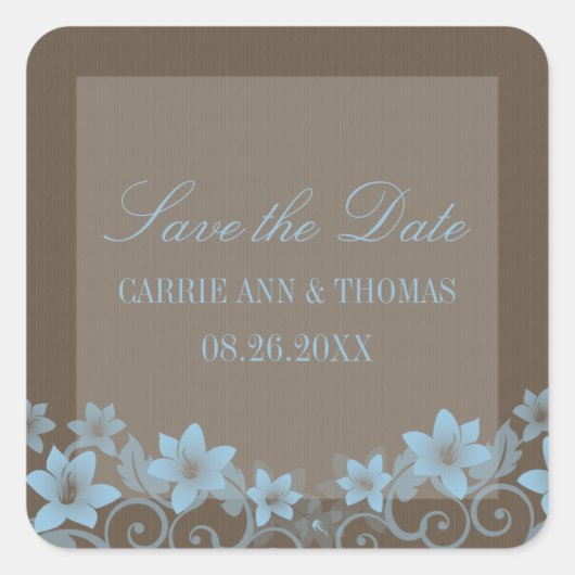 Blue Rustic Floral Save the Date Stickers (Voorkant)