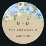 Blue Rustic Floral Wedding Sticker<br><div class="desc">Een prachtig,  bijtend blauw bloemontwerp. Collectie afstemmen in de kleine Bayleigh Store.</div>