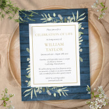 Blue Rustic Foliage Celebration of Life Funeral